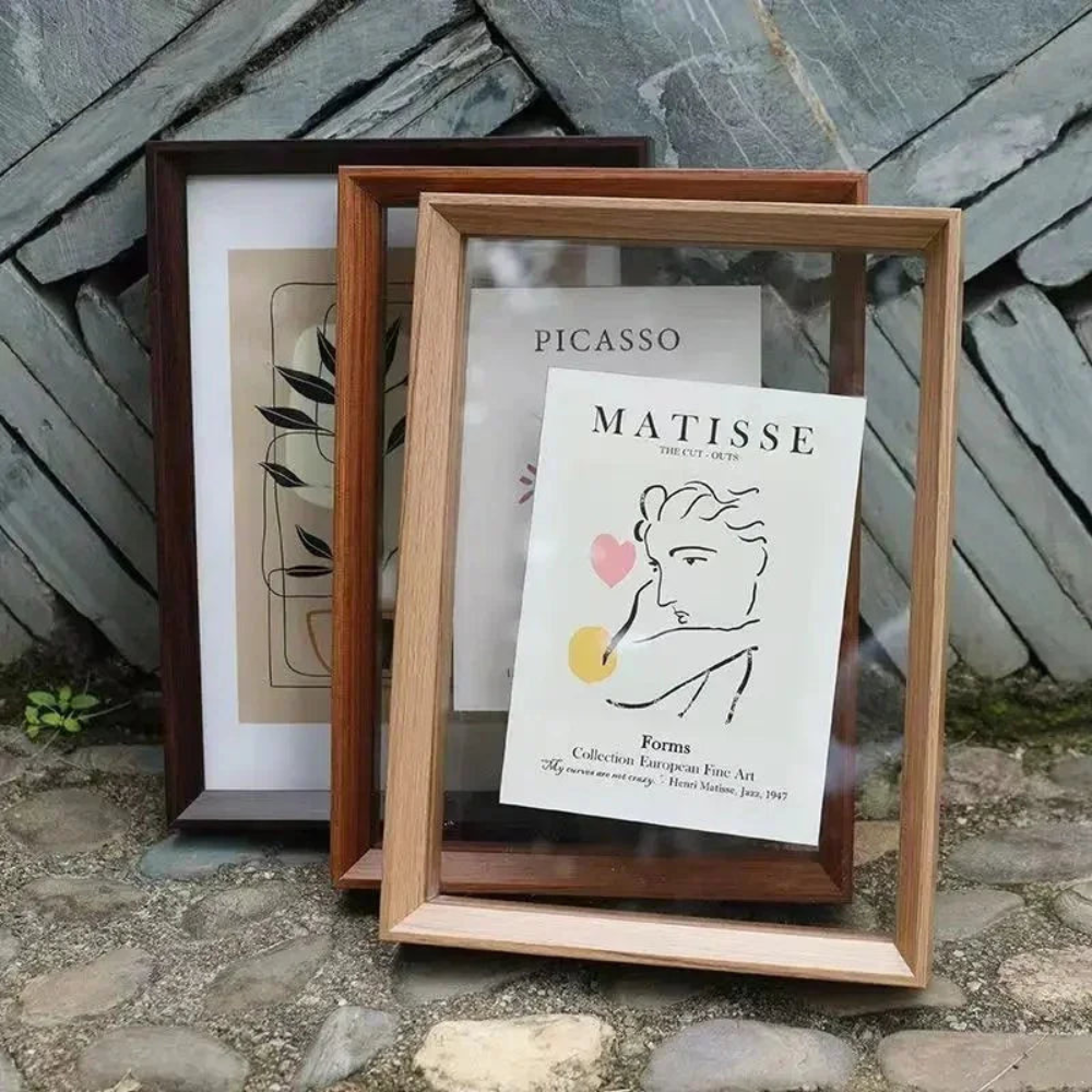 Picture Frame Floating Wood Display Holder for Photos and Art Prints