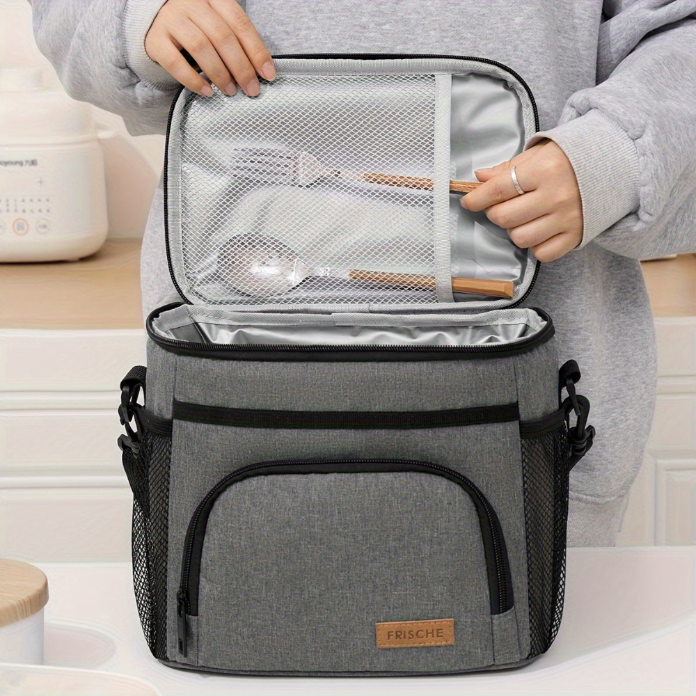 Insulated Lunch Bag with Adjustable Shoulder Strap and Thermal Lining