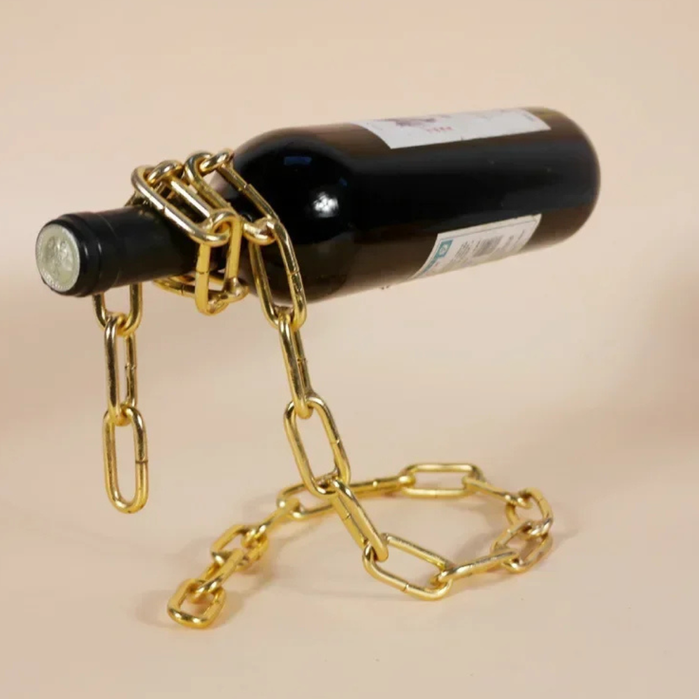 Single Wine Bottle Holder, Chain & Pearl Style Stand