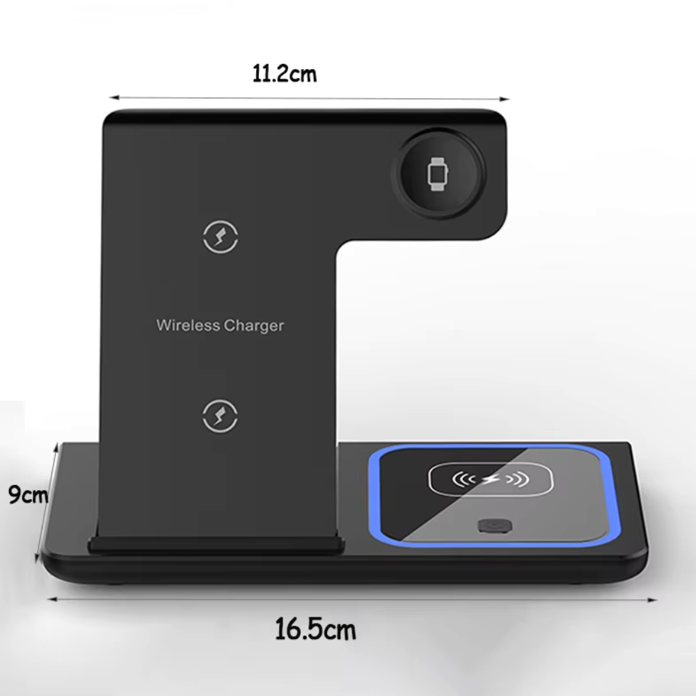 3 in 1 Portable Wireless Charger for Phones, Watches and Earbuds - Foldable Design
