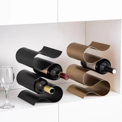 Countertop Wine Racks Free Standing 3 Bottle Holder Sculptural Iron Organizer