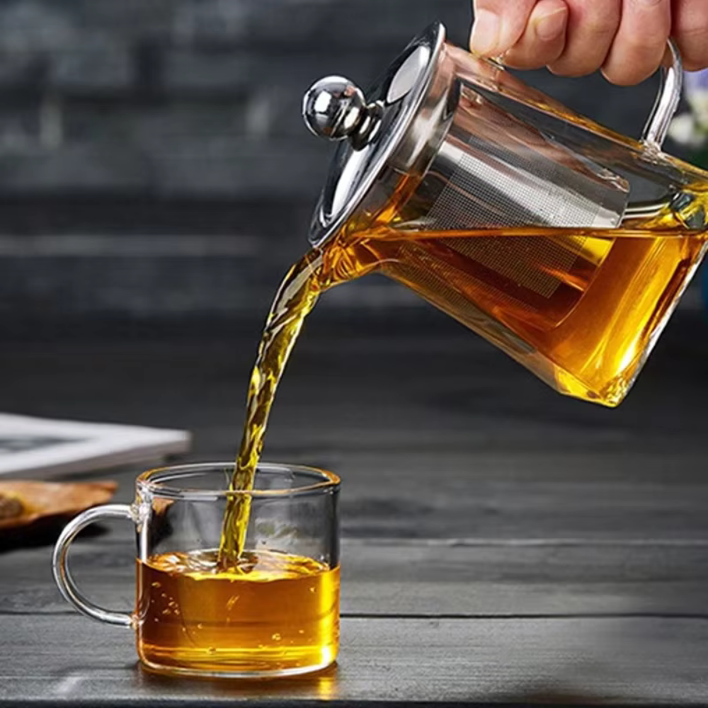 Glass Teapot With Tea Infuser, Heat Resistant Borosilicate Tea Kettle With Stainless Steel Filter