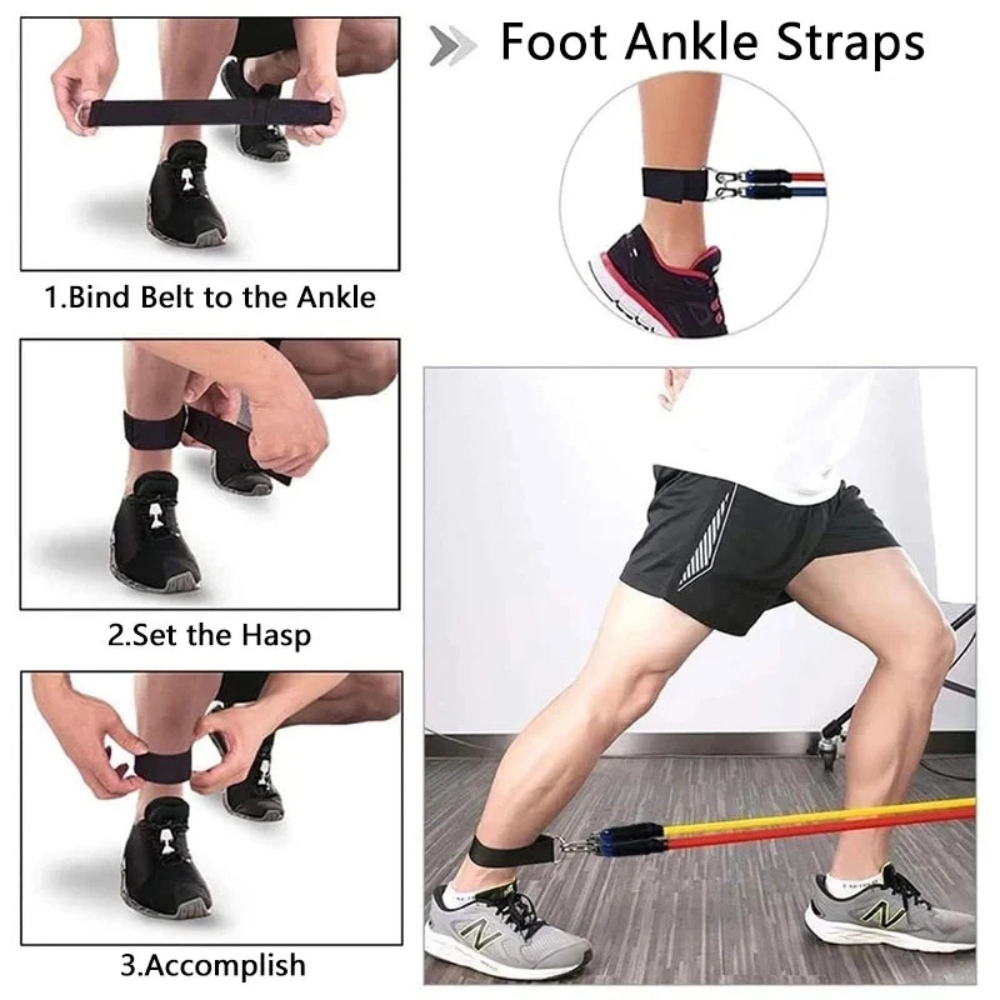 Fitness Resistance Bands Set For Home Gym, 11-Piece Complete Exercise Workout Kit