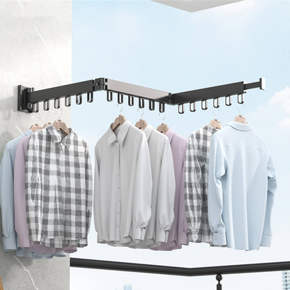 Clothes Drying Rack Wall Mounted Folding Space Aluminum Triple Arm Hanger