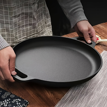 Cast Iron Skillet Pan Griddle Round Multi Cooking Surface with Dual Handles
