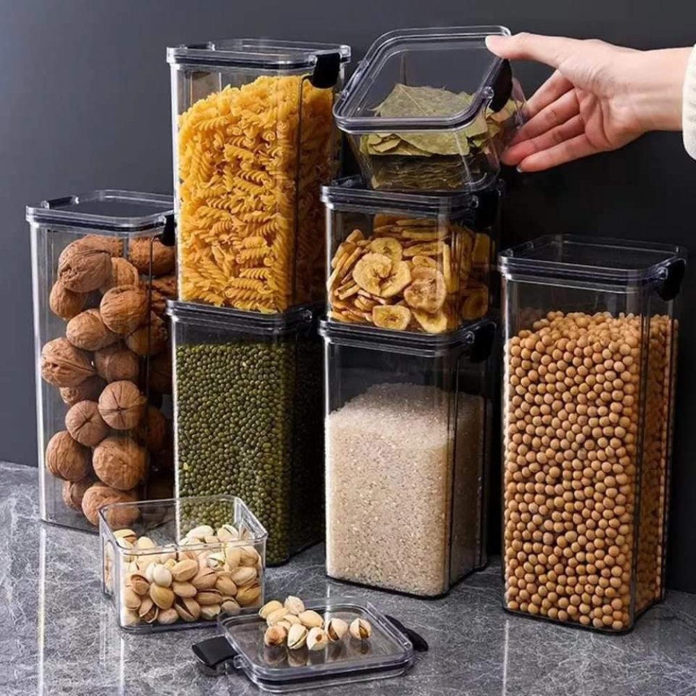 Airtight Food Containers Stackable Kitchen Pantry Storage 8 Piece Set