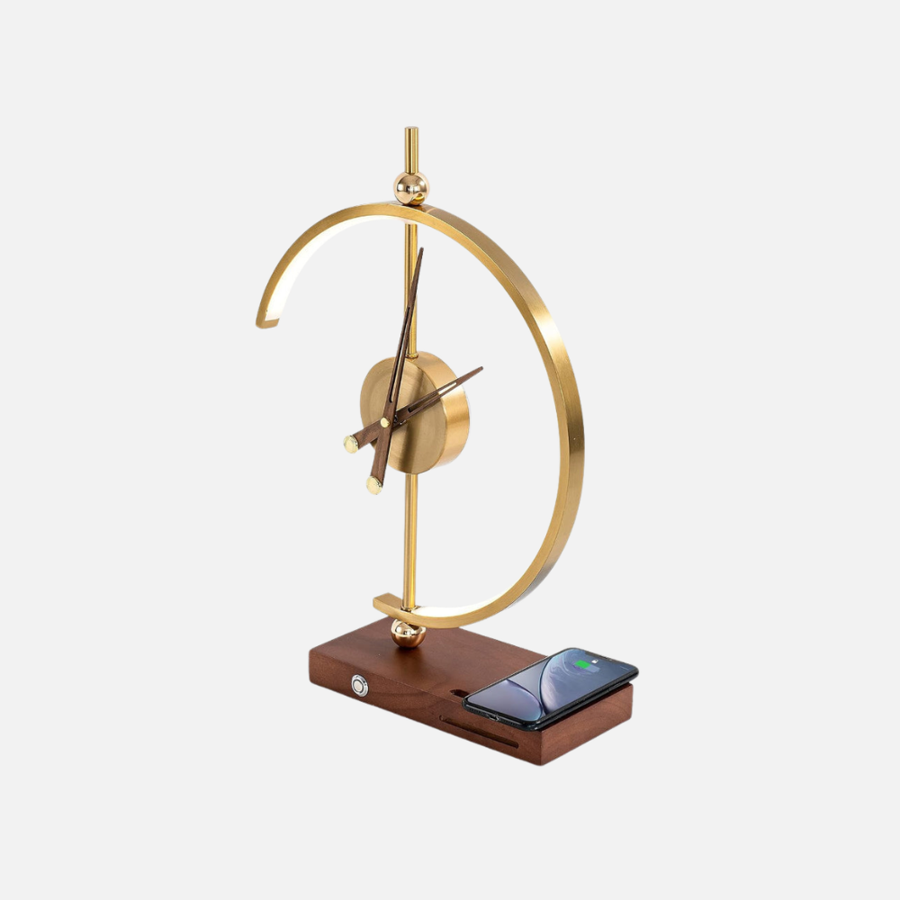 Modern Daylight Clock, Desk Lamp Clock With Wireless Charger For Phone