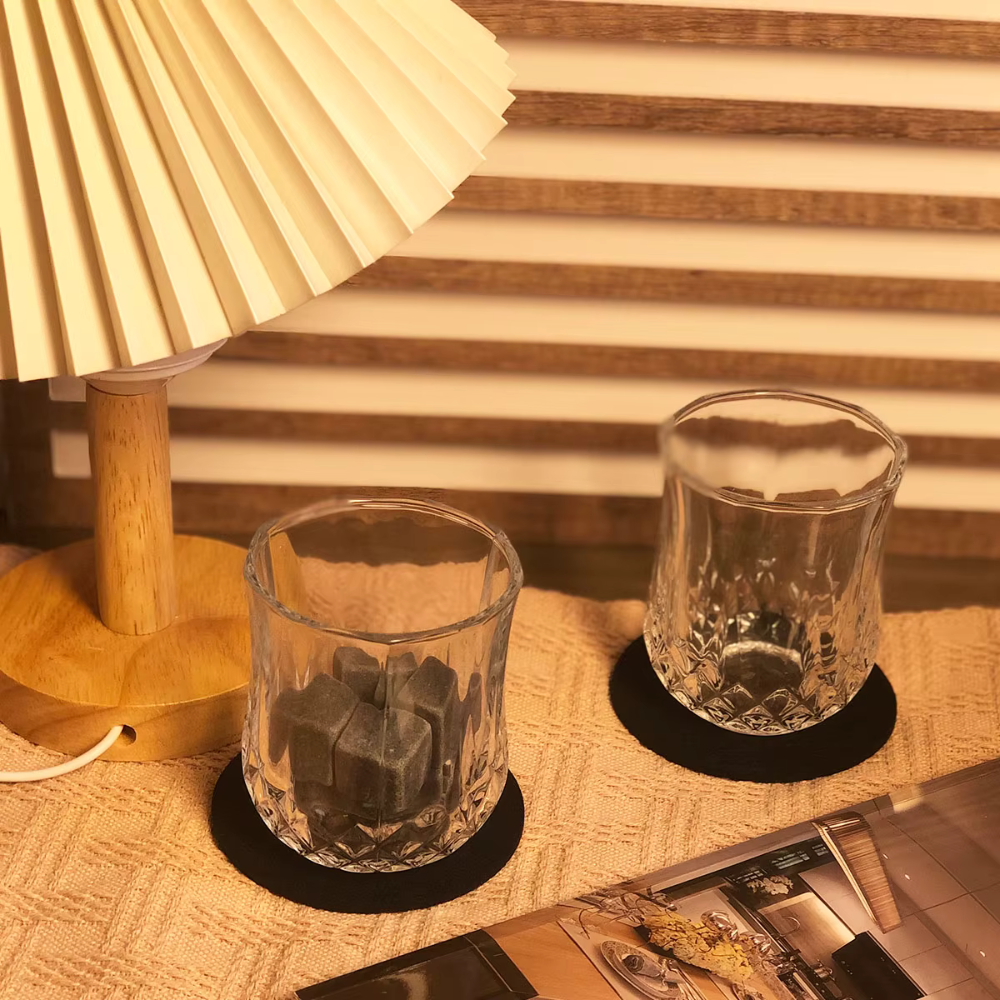 Whisky Glass Set With Granite Stones, Metal Tongs & Coasters - Gift Whiskey Glass Set