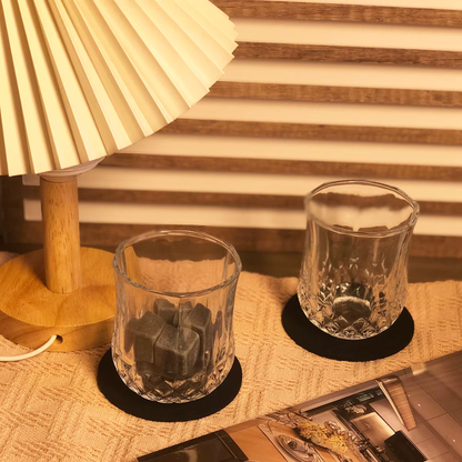Whisky Glass Set With Granite Stones, Metal Tongs & Coasters - Gift Whiskey Glass Set