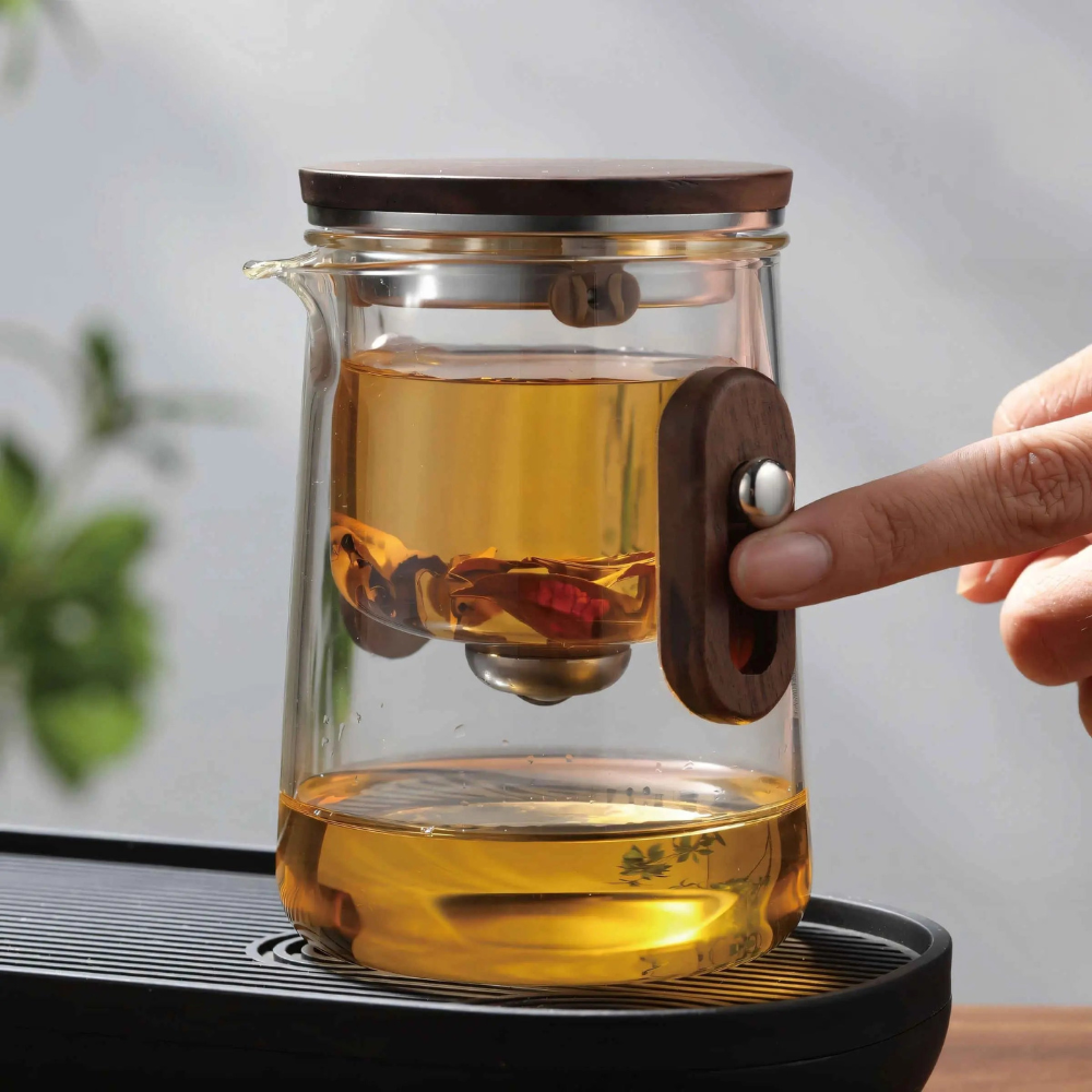 Travel Glass Tea Set, Portable Teapot Kettle With 3 Glass Cups & Travel Case
