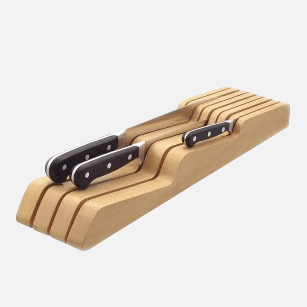 Horizontal Kitchen Knife Holder - Drawer or Countertop Knife Storage