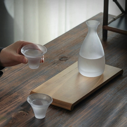Mist Sake Cup Set, Frosted Glass Japanese Sake Drinking Set