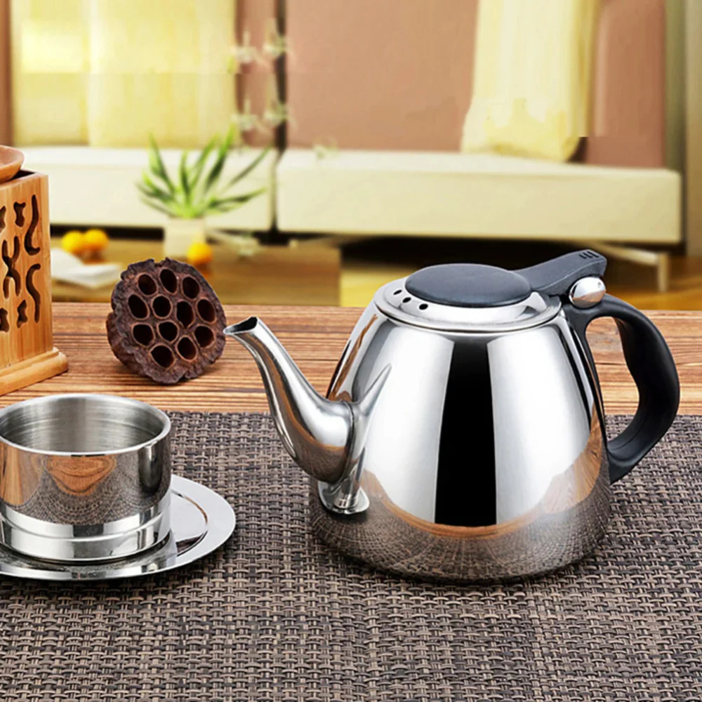 Stainless Steel Stovetop Kettle, Tea and Coffee Kettle, Induction Kettle With Black Side Handle