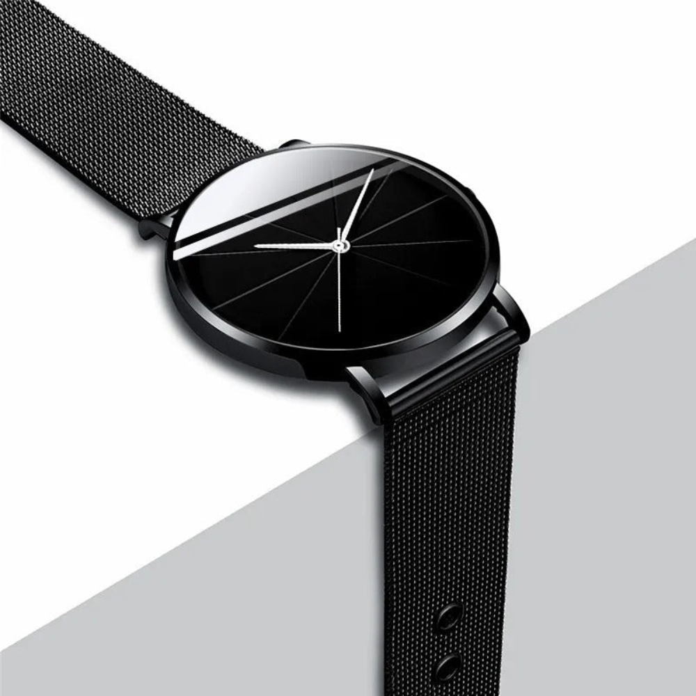 Quartz Watch with Analog Baton Dial Timepiece - Stainless Steel Case