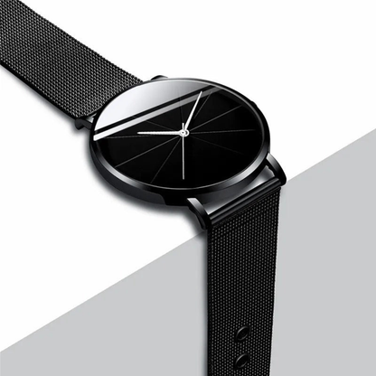 Quartz Watch with Analog Baton Dial Timepiece - Stainless Steel Case