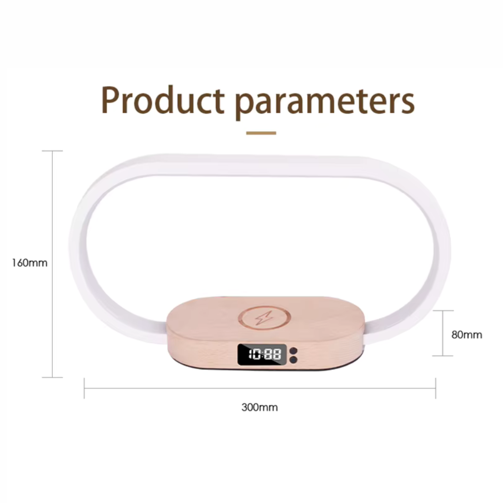 Digital Alarm Clock with Wireless Charging Pad and Dimmable Night Light