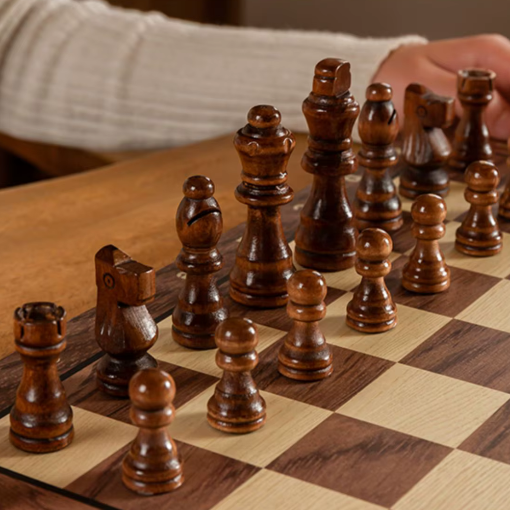 Wooden Folding Chess Set, Magnetic Board Game