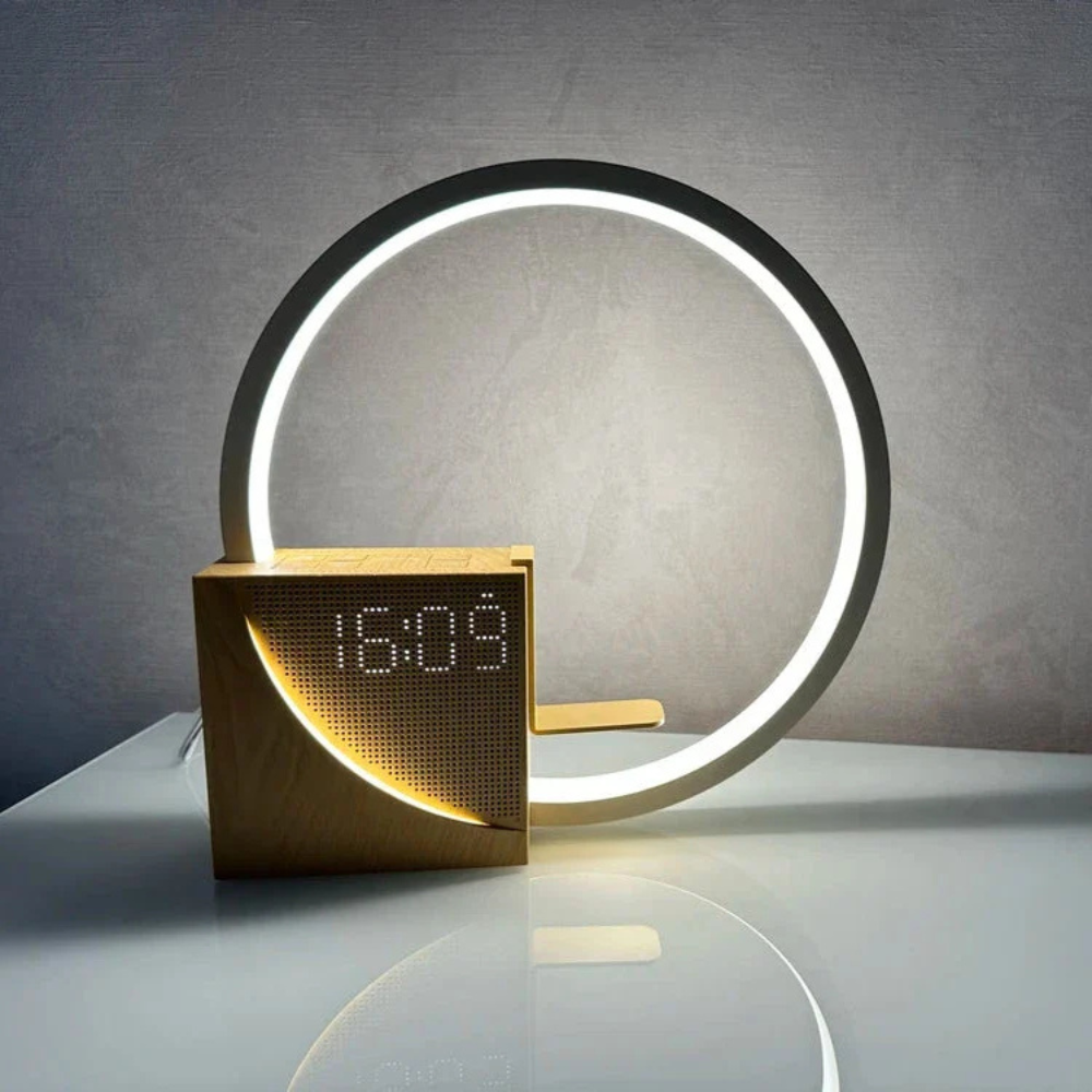 Smart Sunrise Alarm Clock with Circular Reading Lamp and USB Charger