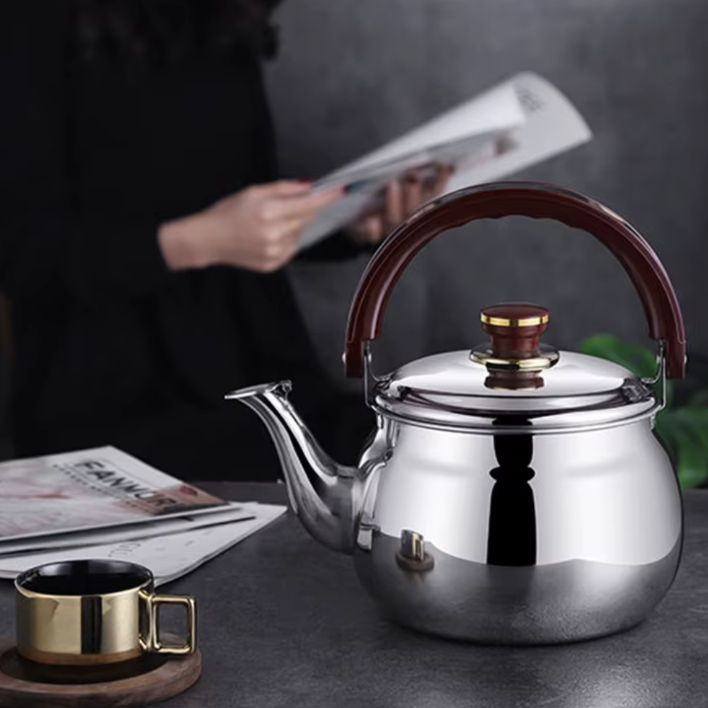 Stainless Steel Stovetop Boiling Water Kettle, Whistling Stovetop Pot With Wide Curved Handle