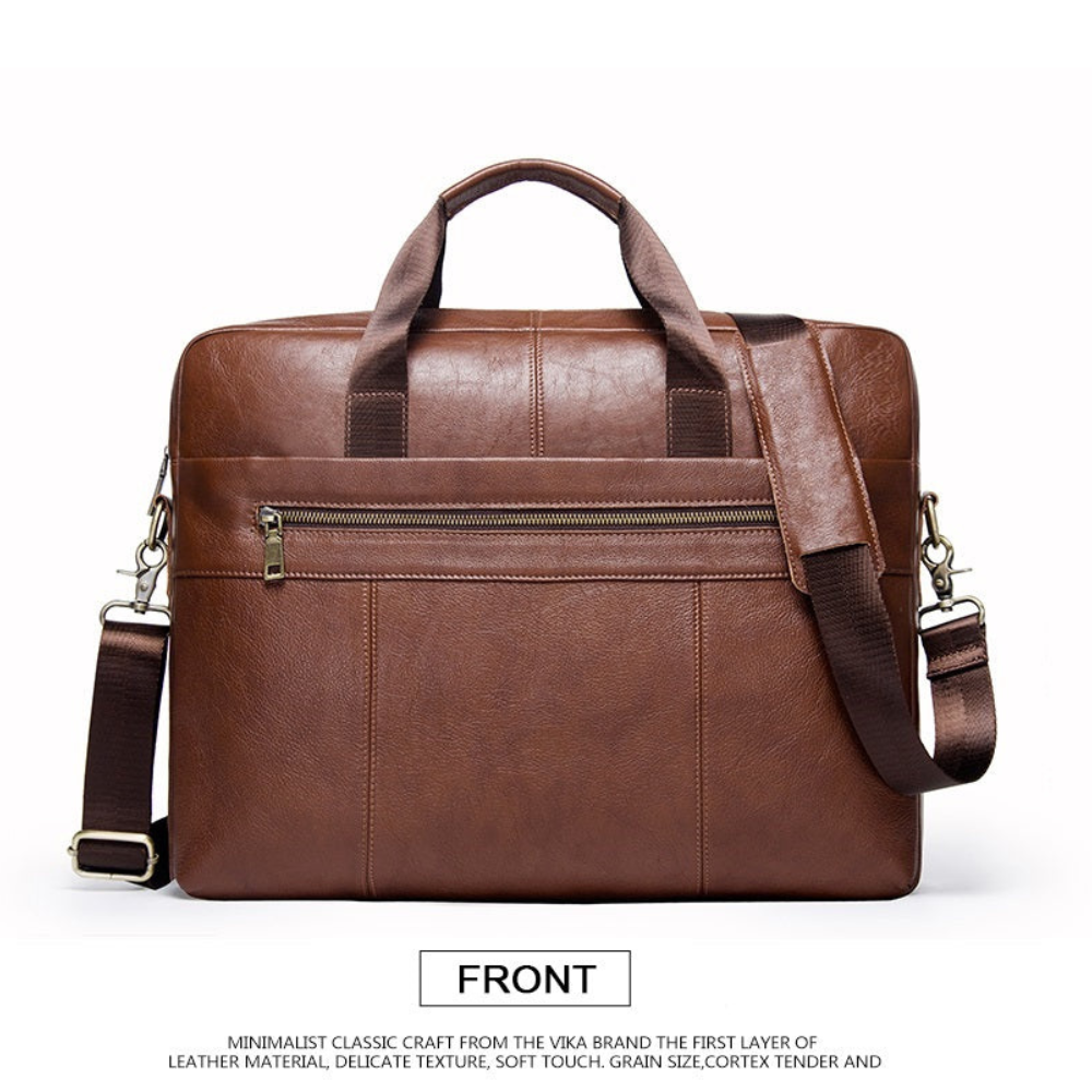 Briefcase for Men Genuine Cow Leather Messenger Shoulder Travel Bag 17 Inch