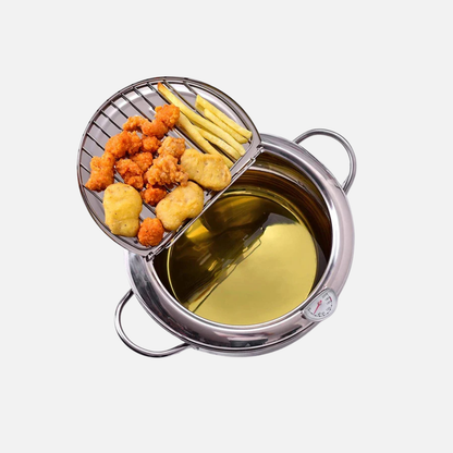 Stainless Steel Deep Frying Pot With Thermometer For Frying Food - Deep Fryer