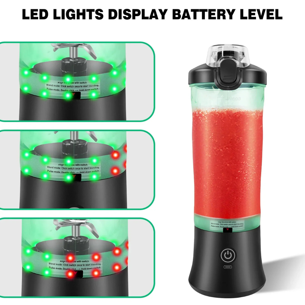 Smoothie Blender 2 in 1 Portable Electric Juicer and Mixer with 6 Blades