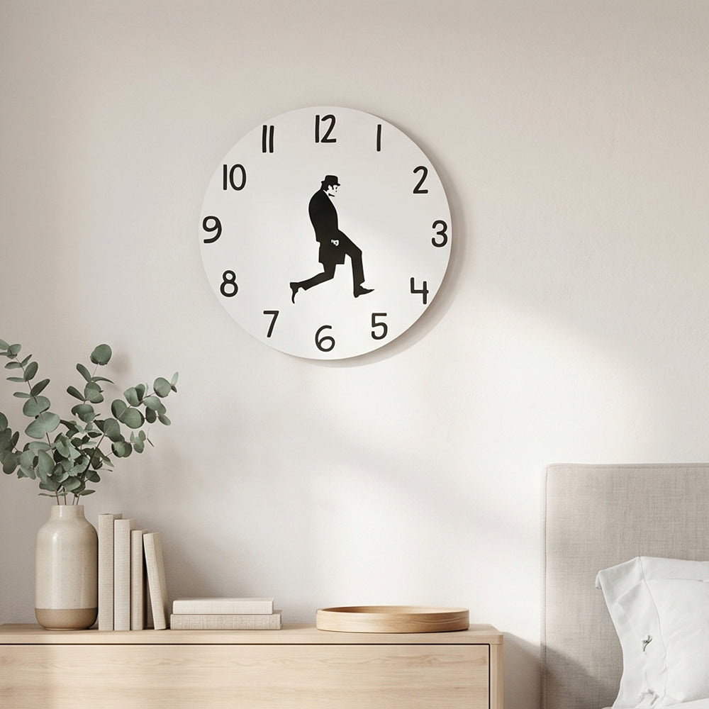 Wall Clock Silly Walks Kinetic Moving Silhouette Desk and Office Timepiece