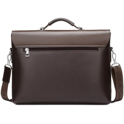 Briefcase Synthetic Leather Business Shoulder Bag with Laptop Sleeve