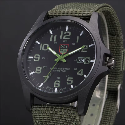 Mens Watches Tactical Field Military Style Quartz Watch with LED
