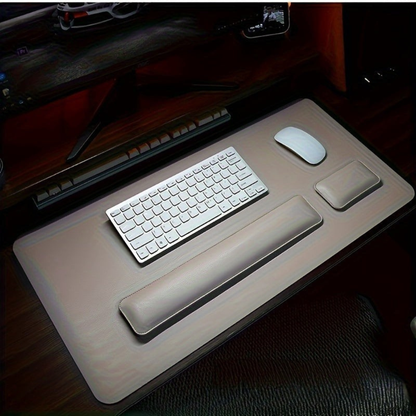 Desk Mat with Keyboard and Mouse Wrist Support Three Piece PU Leather Set