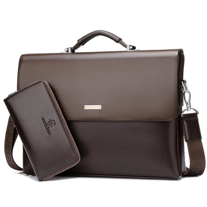Briefcase Synthetic Leather Business Shoulder Bag with Laptop Sleeve