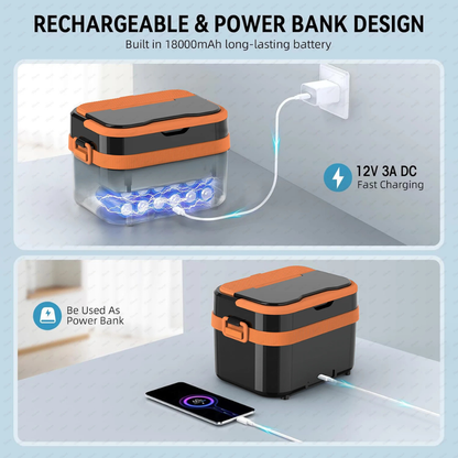 Portable Food Warmer Electric Lunch Box with Wireless Self Heating and Smart Timer