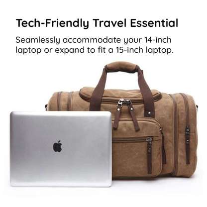 Canvas Duffle Bag Large Travel Weekender Pack with Rugged Shoulder Strap