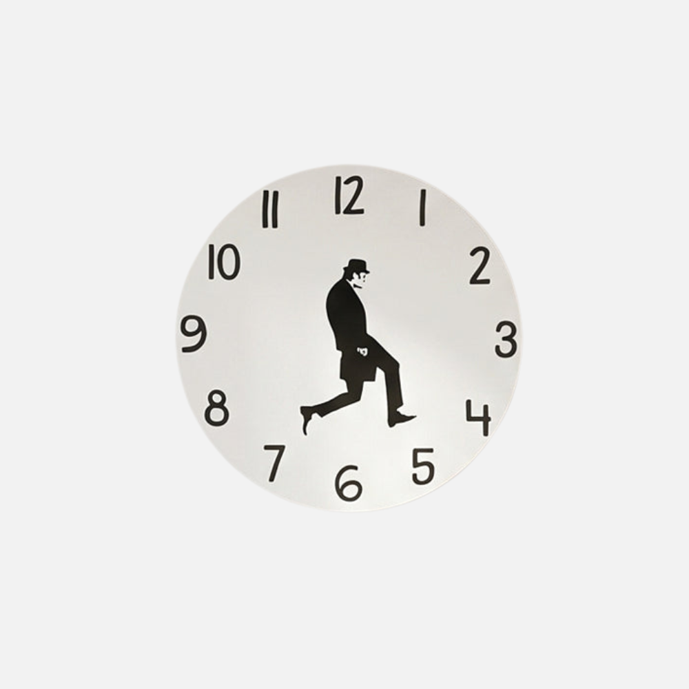 Wall Clock Silly Walks Kinetic Moving Silhouette Desk and Office Timepiece