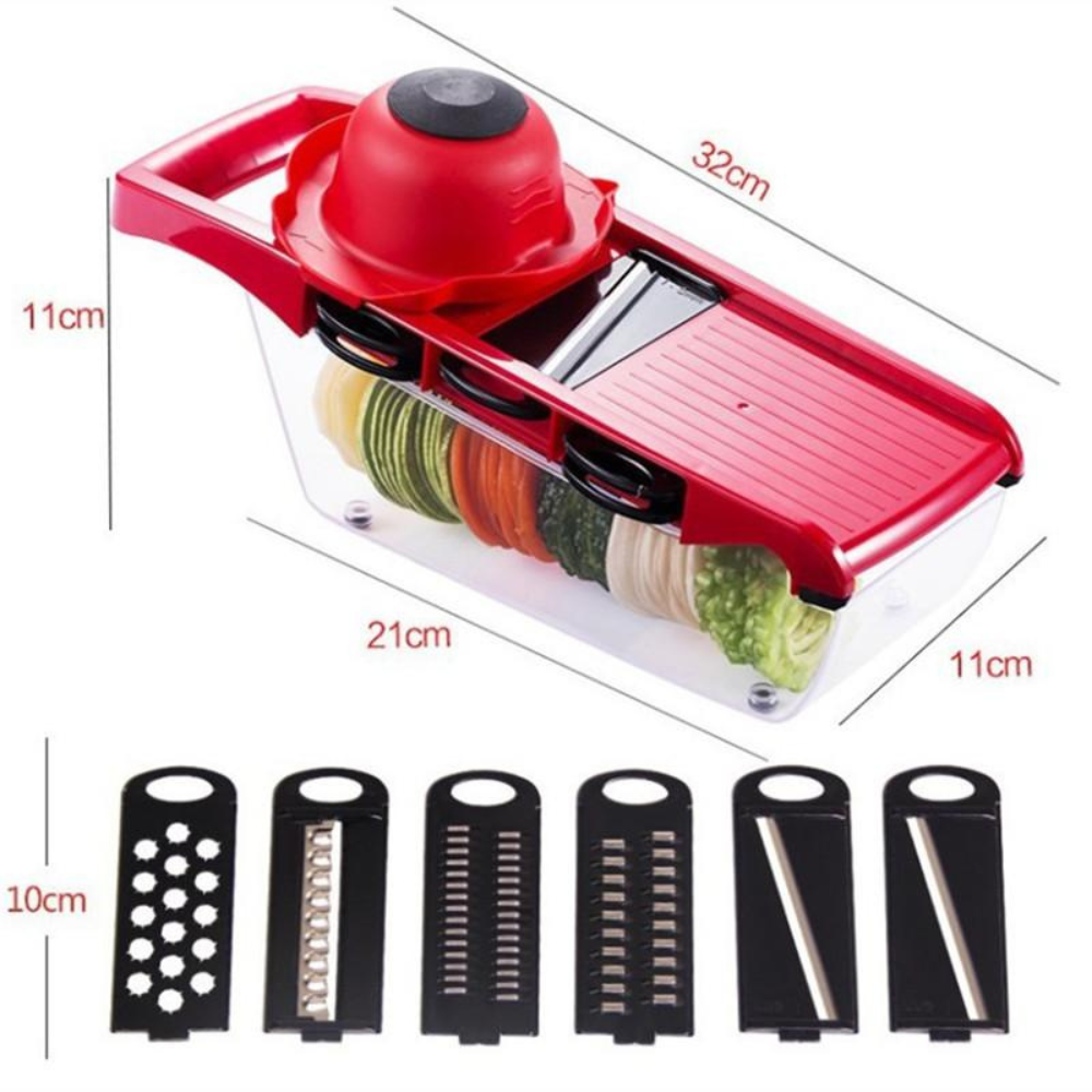 Mandoline Vegetable Slicer, Fruit Slicer With Stainless Steel Blades - 6 Different Blades