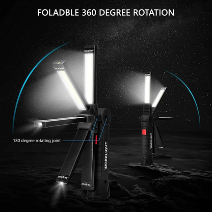 Rechargeable Flashlight LED Work Light with Magnetic Base and Hook