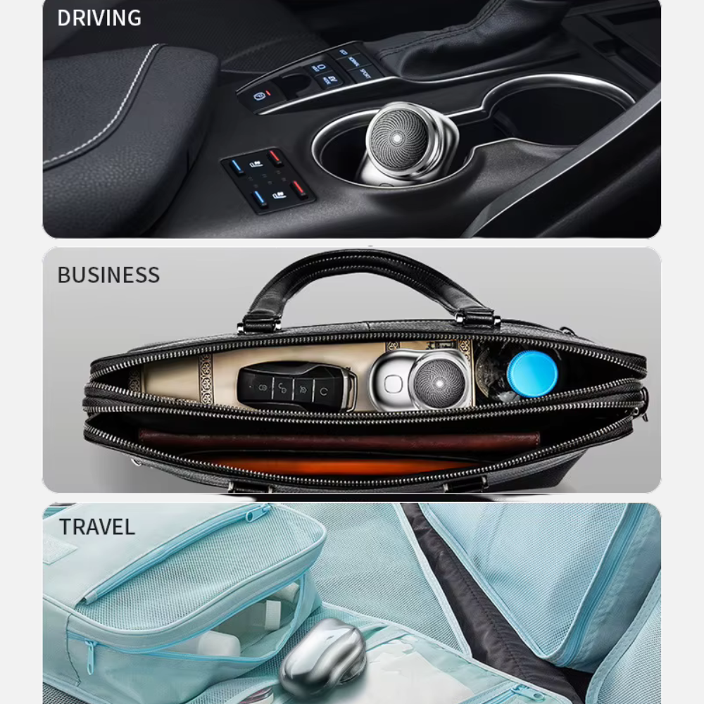 Triple-blade Electric Shaver - Silver & Portable