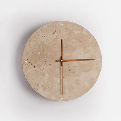 Modern Minimalist Wall Clock Travertine Natural Stone Backlit LED Sconce