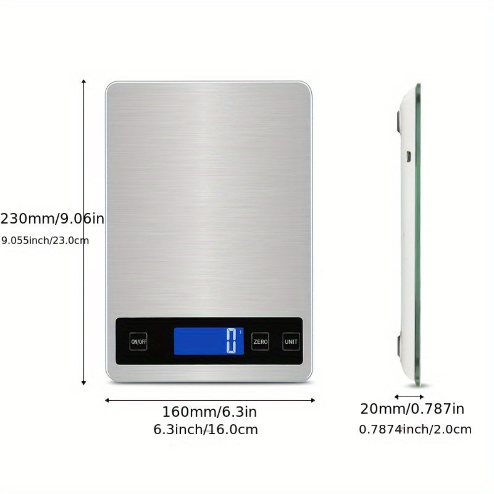 Digital Kitchen Scale 15kg High Capacity Rechargeable USB 1g Precision