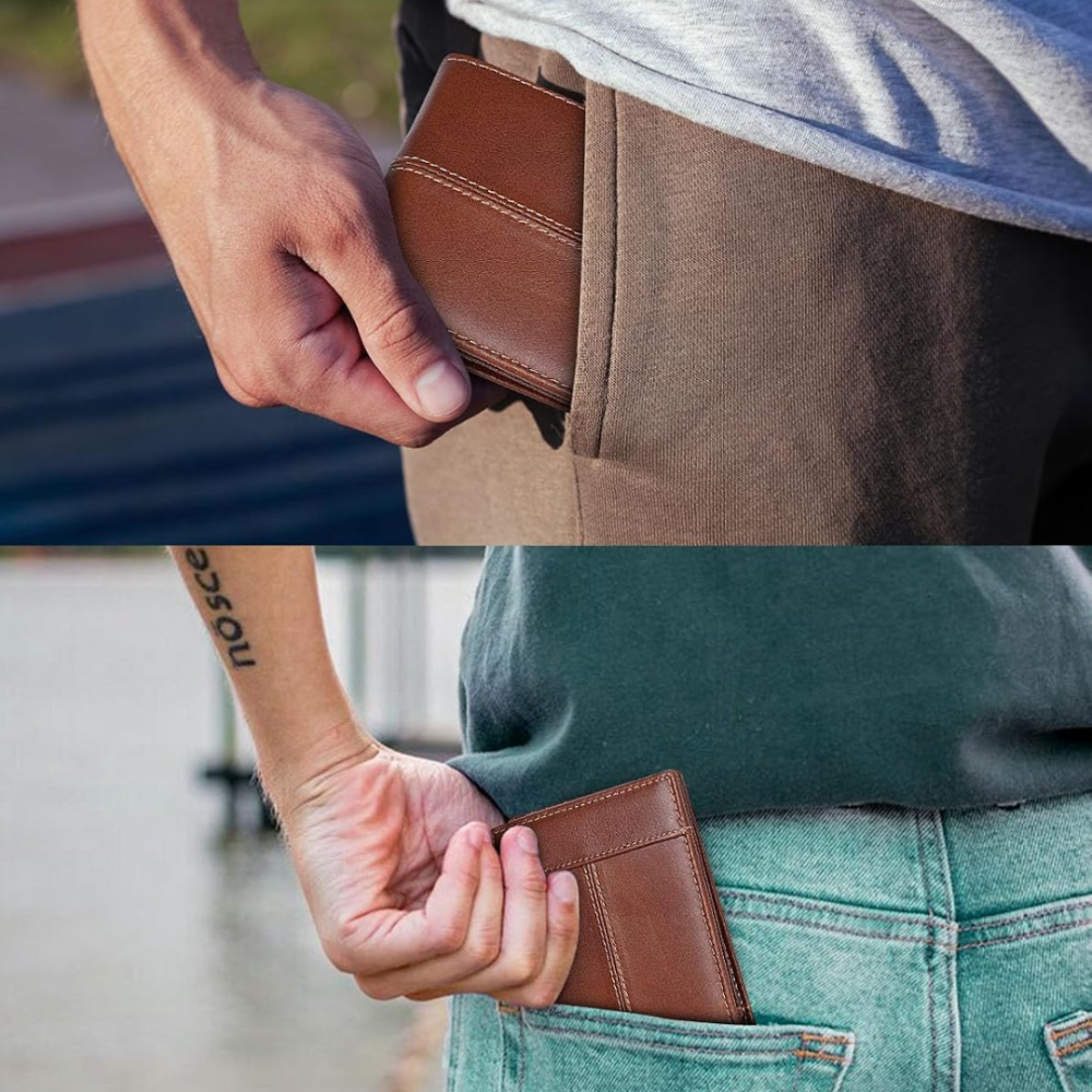 Wallet Bifold Genuine Leather RFID Blocking Multi Card Slot Holder
