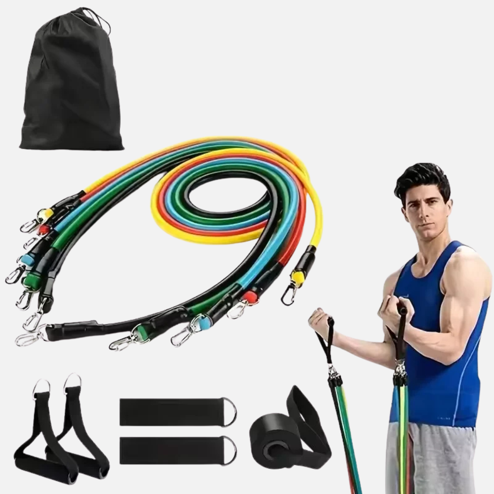 Fitness Resistance Bands Set For Home Gym, 11-Piece Complete Exercise Workout Kit
