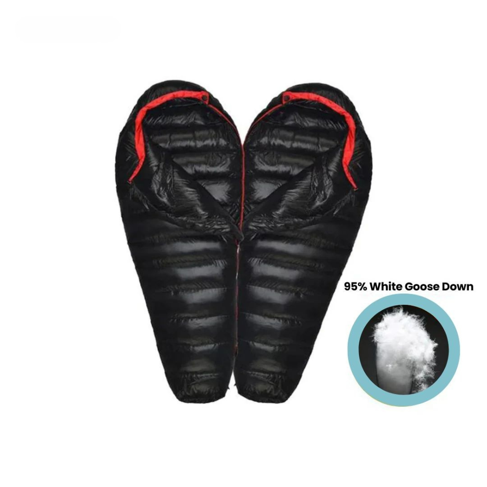 Hiking Sleeping Bag with White Goose Down for Winter Cold Weather Gear
