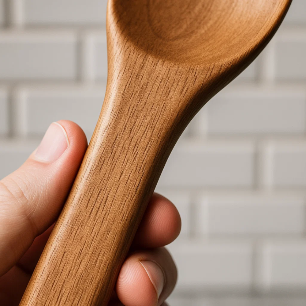 Kitchen Utensils with Holder - 9 Piece Teak Wood Cooking Spoon Set