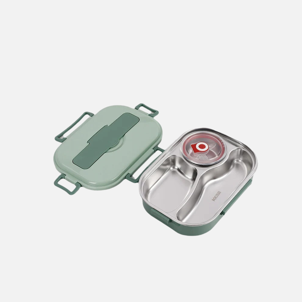Thermal Lunch Box With 4 Leakproof Compartments & Sealed Pot Stainless Steel