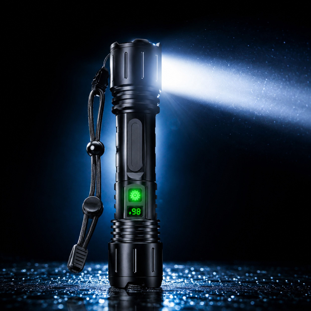 Rechargeable LED Flashlight, Tactical Power Bank Zoomable Torch Light