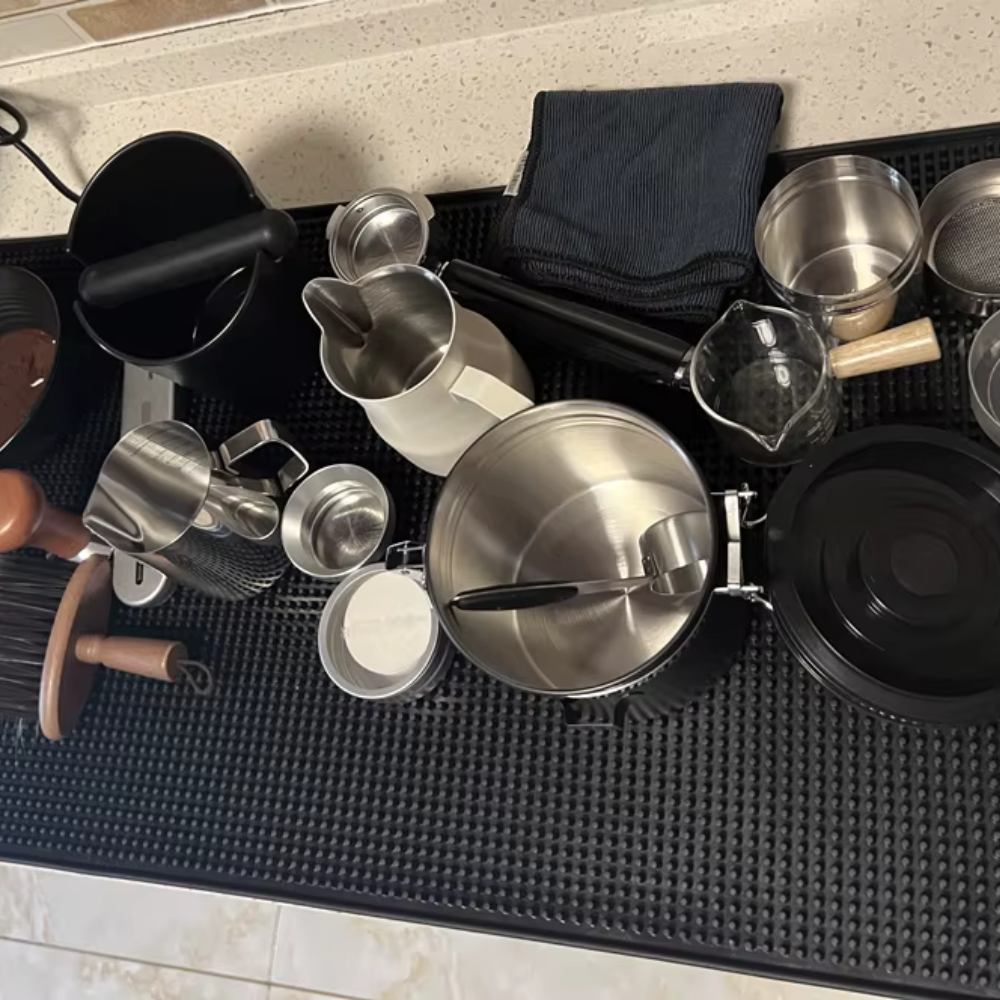 Black Coffee and Kitchen Mat - Keeps Countertop Dry
