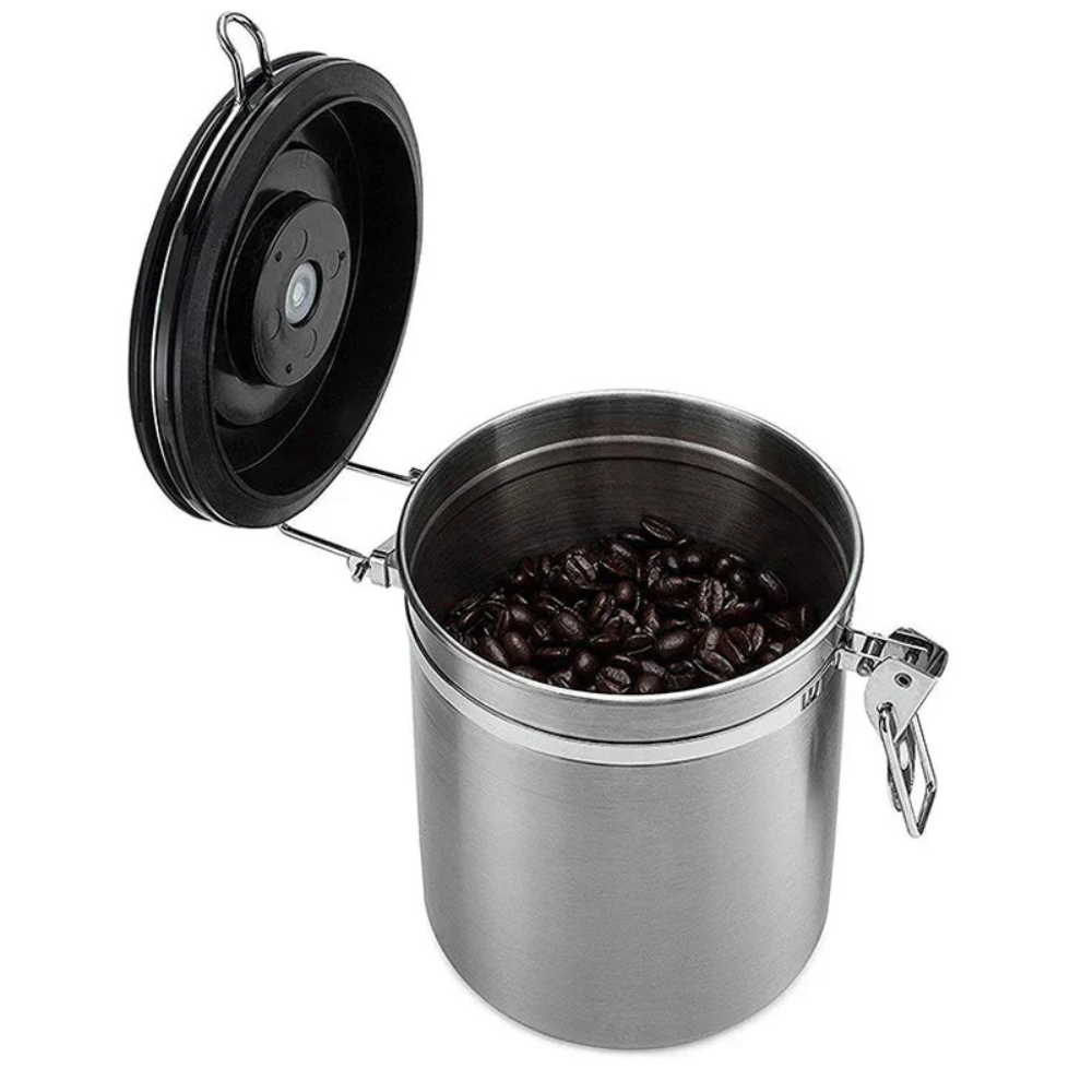 Air Tight Coffee Container with CO2 Valve, Date Tracking Calendar and Scoop
