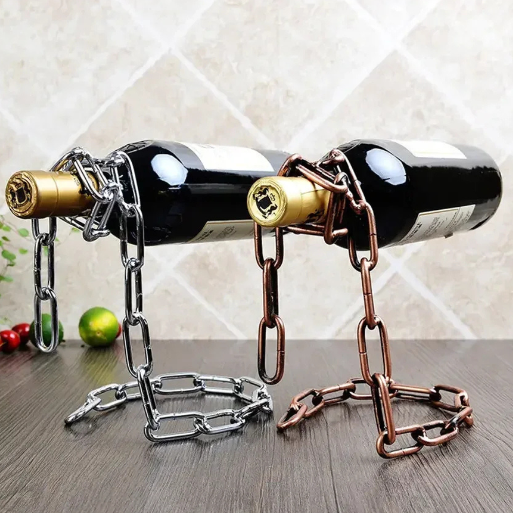 Single Wine Bottle Holder, Chain & Pearl Style Stand