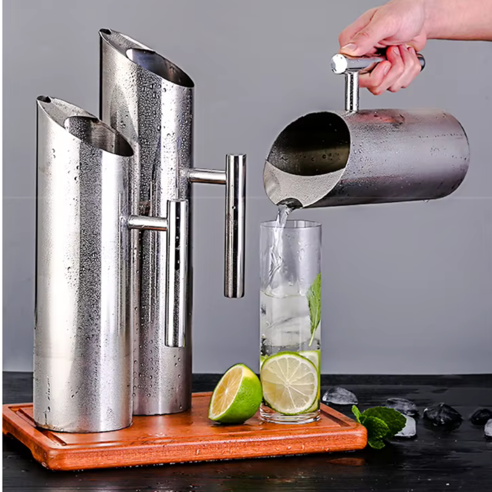 Modern Stainless Steel Pitcher, Holding & Pouring Drinks - 1L, 1.5L, 2L