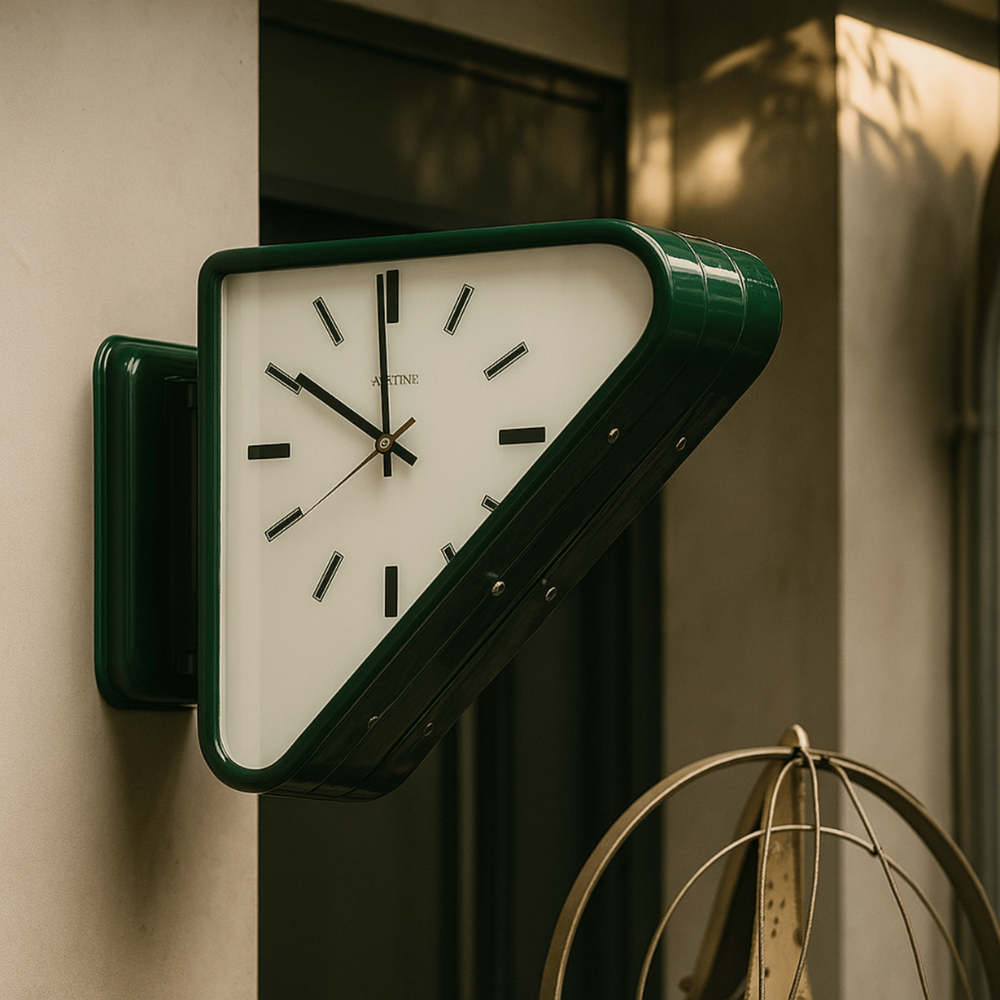 Analogue Clocks Double Sided Metal Wall Mounted Silent Geometric Timekeeper